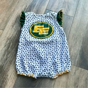 Edmonton Elks CFL Girl’s One-Piece Summer Romper Onesie. Size 24 months